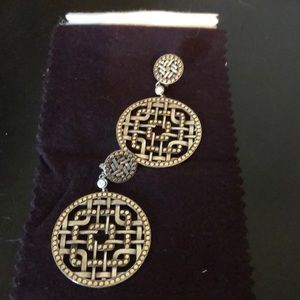John Hardy Sterling and 18k Buddhist Knot Earrings